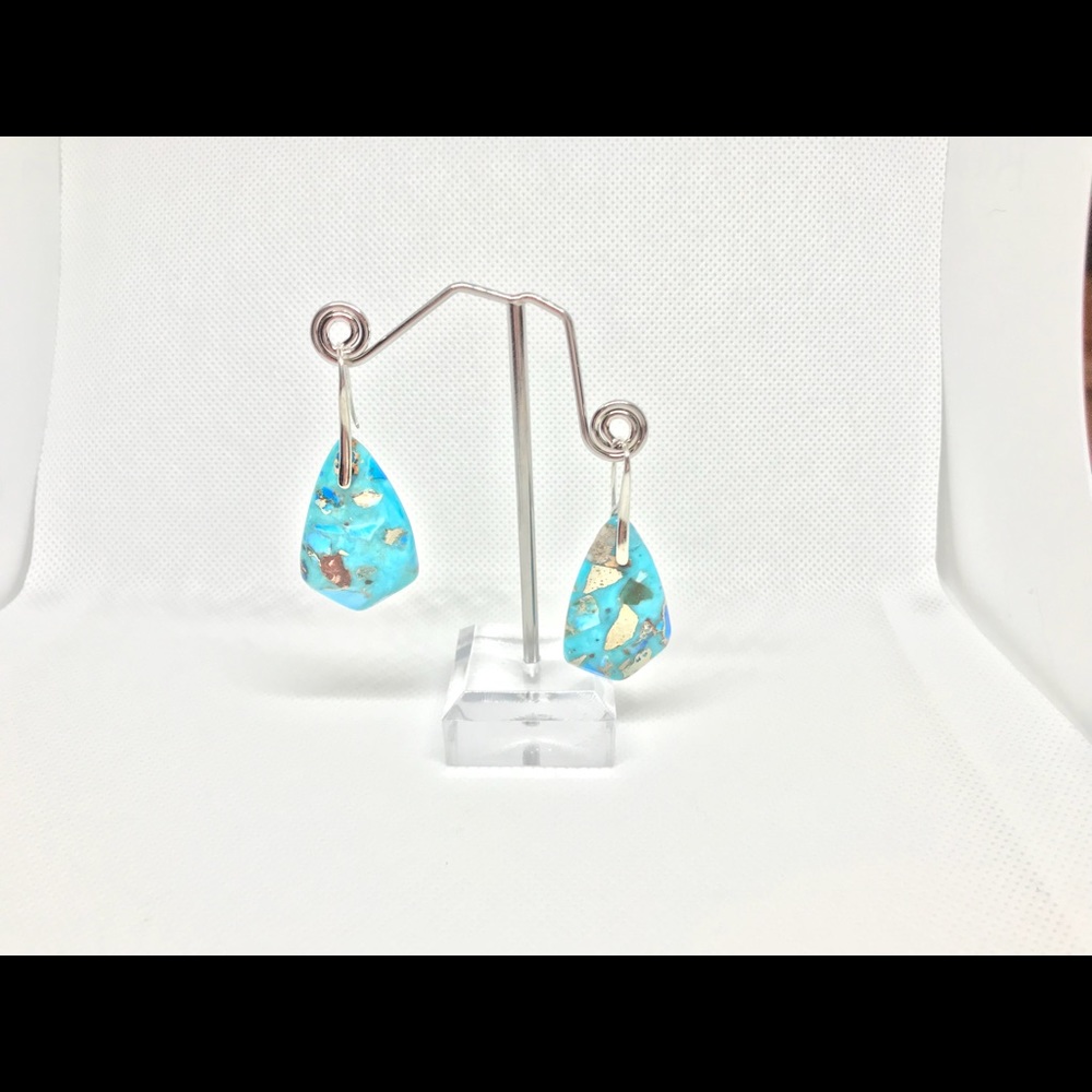 Turquoise semi precious whole stone earrings